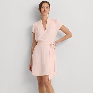 NWT Ralph Lauren belted georgette short sleeve dress